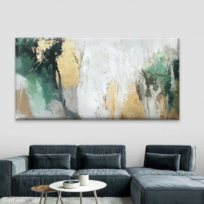Abstract Green Golden Texture Wall Art Canvas Office Home Room Framed 120x60cm