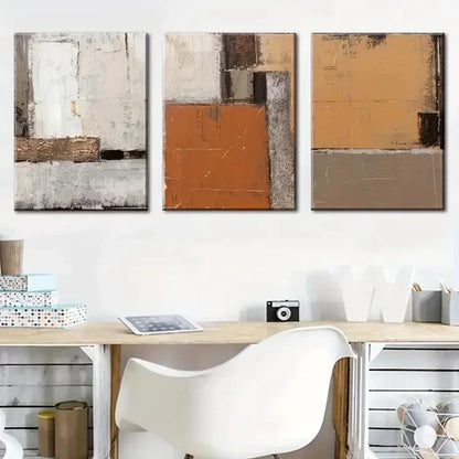 3pcs Featuring Orange Abstract Brown Perfect Wall Art Canvas Unframed - High Quality Print 100% Australian Made Wall Canvas