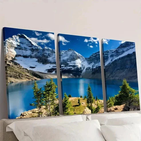 3pcs Tranquil Lakes & Majestic Mountains  Wall Art Set Canvas Unframed - High Quality Print 100% Australian Made Wall Canvas
