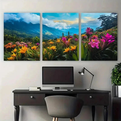 3pcs Vibrant Floral & Botanical Perfect Wall Art Set Canvas Framed 50x70cm - High Quality Print 100% Australian Made Wall Canvas Ready to Hang