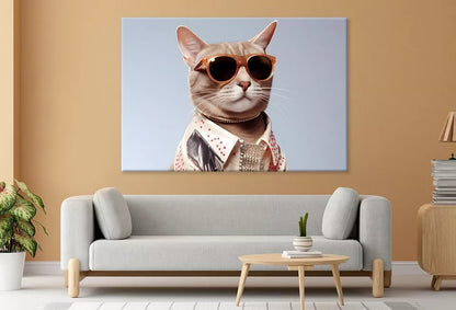 Aesthetic Cat Wearing Sunglasses Wall Art Decor 100% Australian Made - Bella Home Decor
