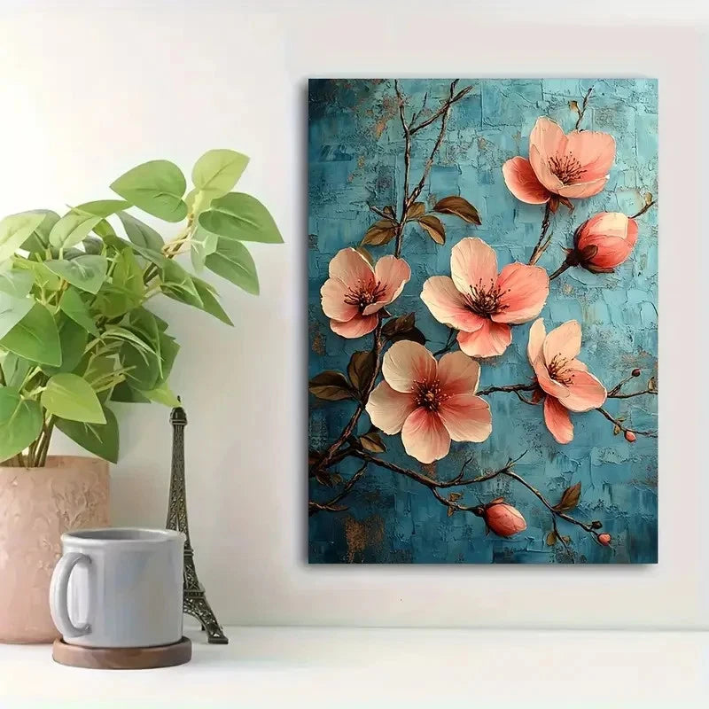 Beautiful Vintage Floral Abstract Painting 40x60cm Metal Print Ready to Hang