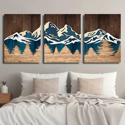3pcs Rustic Mountain Landscape Wall Art Set Canvas Unframed - High Quality Print 100% Australian Made Wall Canvas