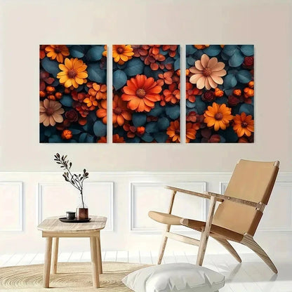 3pcs Fall Flower Nature Colorful Perfect Wall Art Set Canvas Framed 60x90cm - High Quality Print 100% Australian Made Wall Canvas Ready to Hang