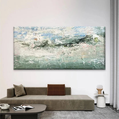 Abstract Greenish-Blue Wall Art Canvas Office Home Room Framed 120x60cm