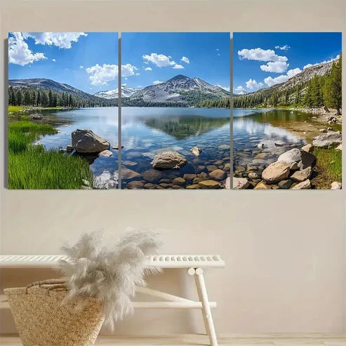 3pcs Tioga Lake California Wall Art Set Canvas Unframed - High Quality Print 100% Australian Made Wall Canvas - Bella Home Decor