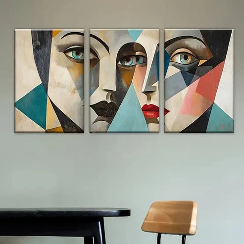 3pcs two women with blue eyes Wall Art Set Canvas Unframed - High Quality Print 100% Australian Made Wall Canvas
