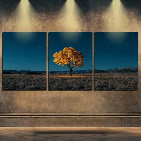 3pcs Autumn Tree Peaceful Blue Dark Perfect Wall Art Canvas Unframed - High Quality Print 100% Australian Made Wall Canvas - Bella Home Decor