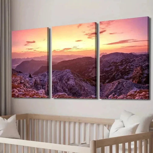 3pcs Krippenstein Sunrise Mountain Landscape Wall Art Set Canvas Unframed - High Quality Print 100% Australian Made Wall Canvas