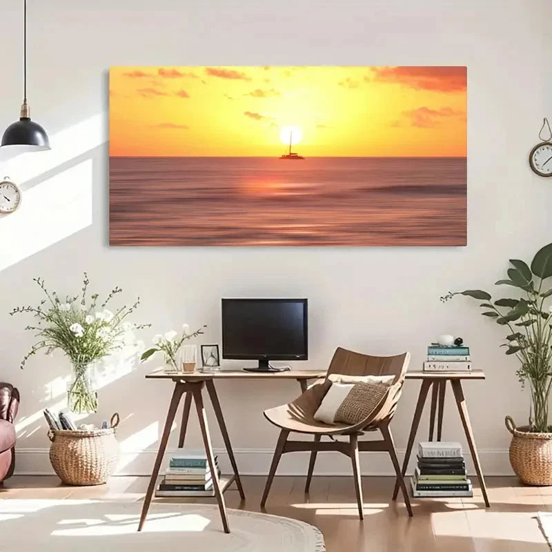 Scenery Landscape Sunset Wall Art Canvas Office Home Room Framed 120x60cm