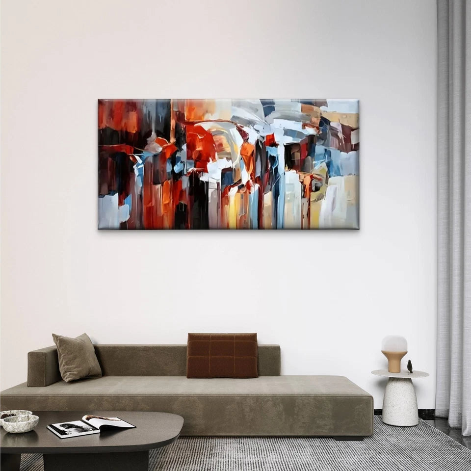 Modern Abstract Urban Wall Art Canvas Office Home Room Framed 120x60cm