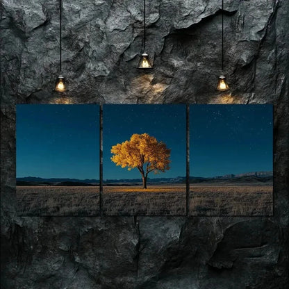 3pcs Autumn Tree Peaceful Blue Dark Perfect Wall Art Set Canvas Framed 60x90cm - High Quality Print 100% Australian Made Wall Canvas Ready to Hang