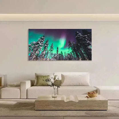 Fantasy Northern Lights & Snowy Wall Art Canvas Office Home Room Framed 120x60cm - Bella Home Decor