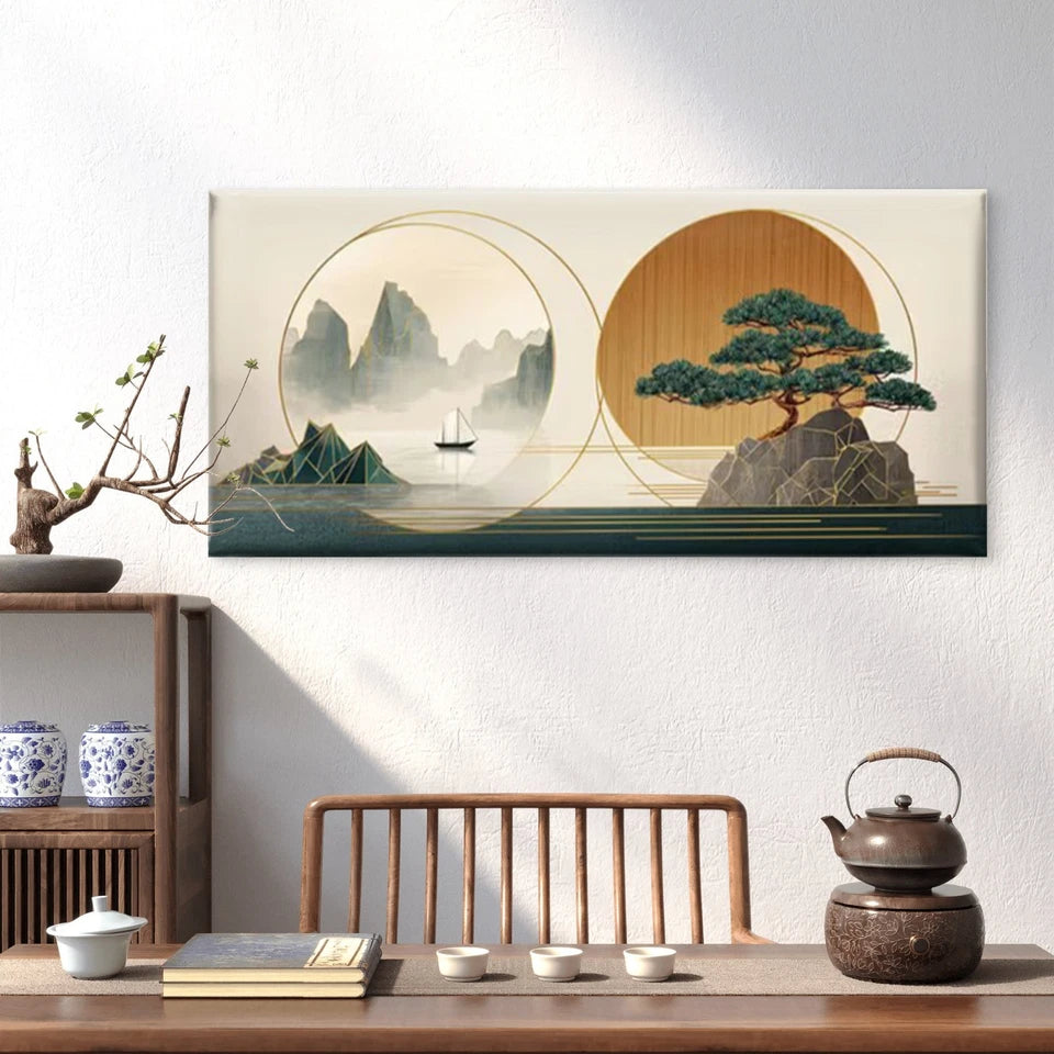 Oriental & Natural Landscape Wall Art Canvas Office Home Room Framed 120x60cm