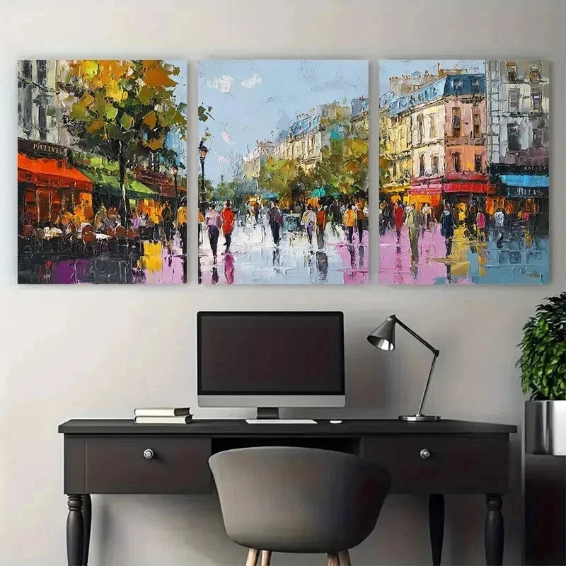 3pcs City Architecture Landscape Modern Perfect Wall Art Set Canvas Framed 50x70cm - High Quality Print 100% Australian Made Wall Canvas Ready to Hang - Bella Home Decor