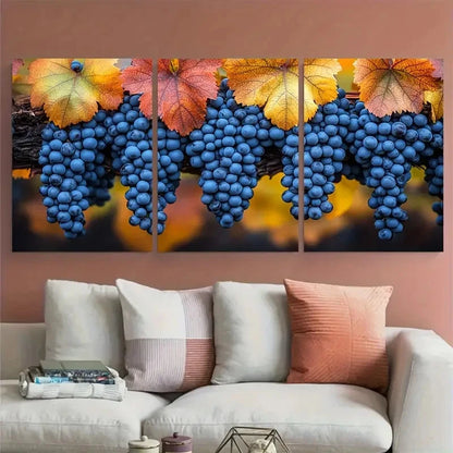 3pcs Grape Vineyard Harvest Décor Perfect   Wall Art Set Canvas Framed 40x60cm - High Quality Print 100% Australian Made Wall Canvas Ready to Hang