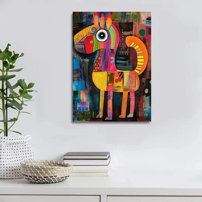 Beautiful Contemporary Abstract Dog Bohemian Painting 40x60cm Metal Print Ready to Hang - Bella Home Decor