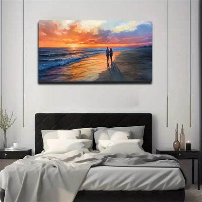 Romantic Beach Sunset Wall Art Canvas Office Home Room Framed 120x60cm