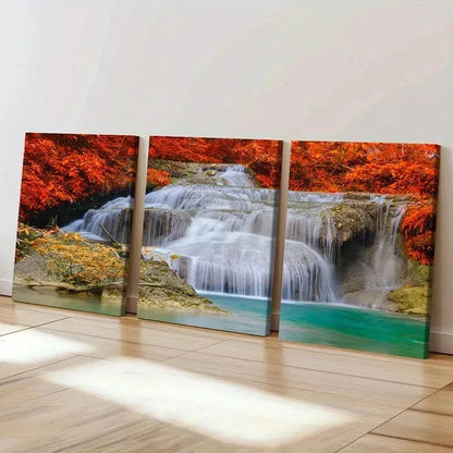 3pcs Ilawang Waterfalls Natural Landscape Wall Art Set Canvas Framed 60x90cm - High Quality Print 100% Australian Made Wall Canvas Ready to Hang