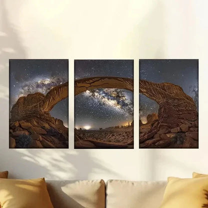 3pcs Starry Milky Way, Rocky Landscapes Wall Art Canvas Unframed – High Quality Print 100% Australian Made Wall Canvas