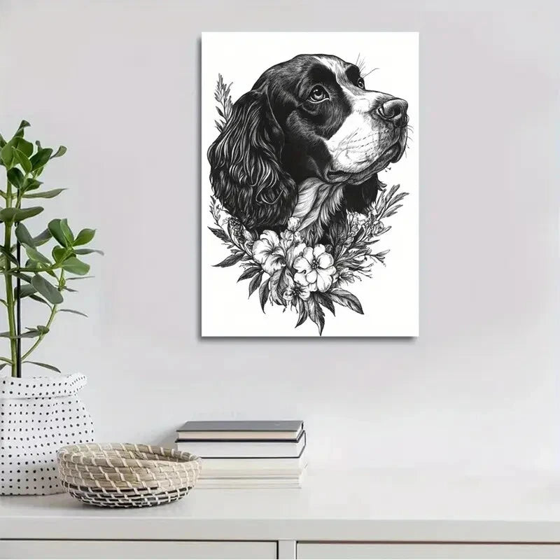 Beautiful Spaniel Suitable Painting 40x60cm Metal Print Ready to Hang - Bella Home Decor