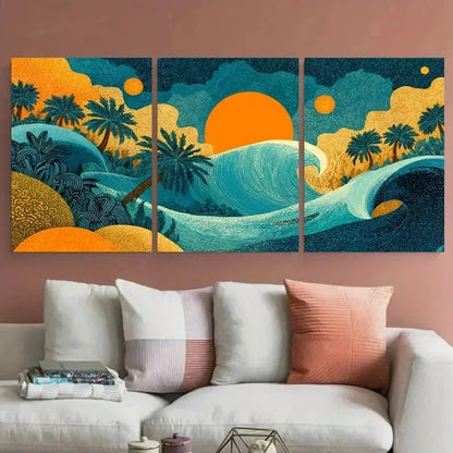 3pcs Seville Travel Spanish Floral Decor Perfect Wall Art Set Canvas Framed 60x90cm - High Quality Print 100% Australian Made Wall Canvas Ready to Hang