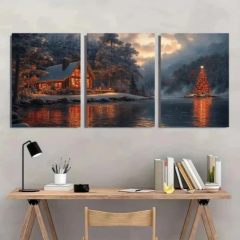 3pcs Christmas Vacation Decor Coastal Wall Art Set Canvas Unframed - High Quality Print 100% Australian Made Wall Canvas - Bella Home Decor