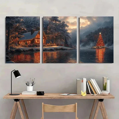 3pcs Christmas Vacation Decor Coastal Wall Art Set Canvas Unframed - High Quality Print 100% Australian Made Wall Canvas - Bella Home Decor