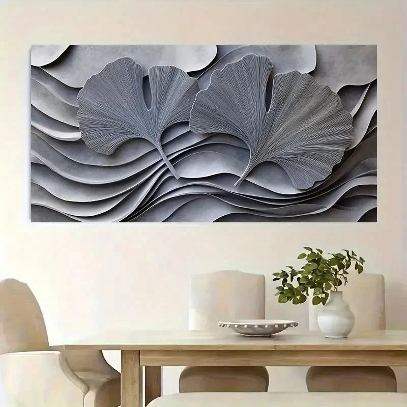 Nordic Style Grey Blue Leaf Wall Art Canvas Office Home Room Framed 120x60cm