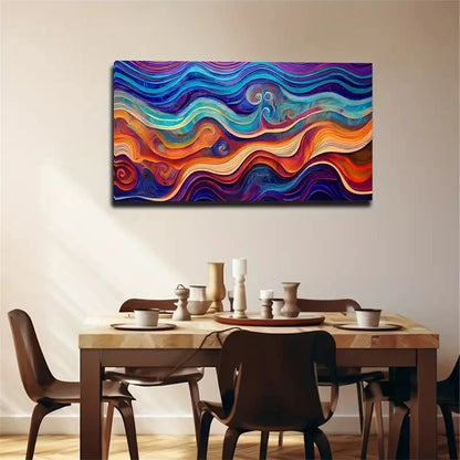 Colorful Wavy Pattern Abstract Wall Art Canvas Office Home Room Framed 120x60cm