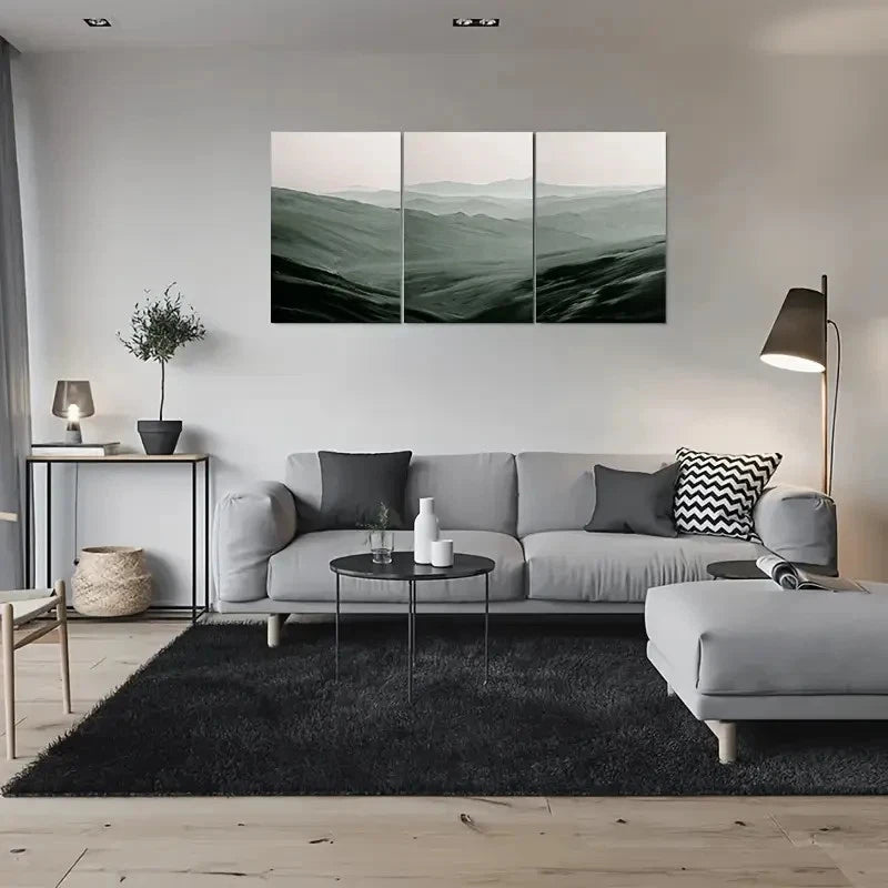 3pcs Abstract Modern Mountain View Metal Print Ready to Hang Art - Bella Home Decor