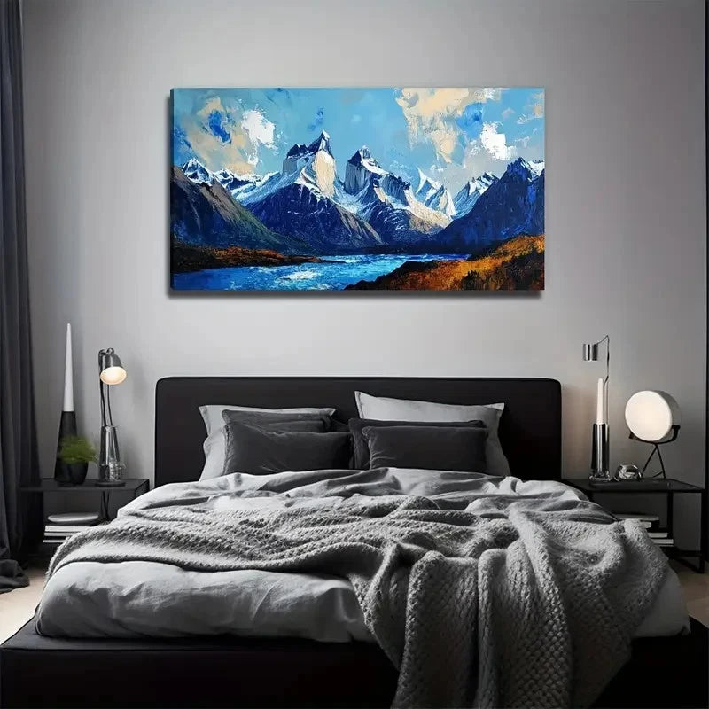 Snowy Mountain Nature Landscape Wall Art Canvas Office Home Room Framed 120x60cm