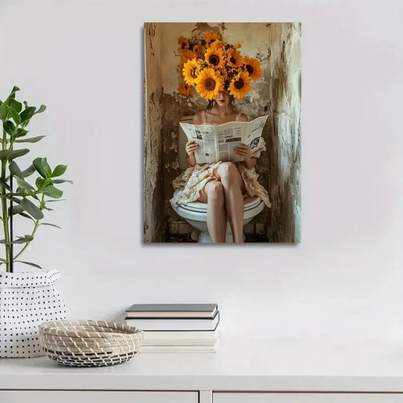 Beautiful Sunflower Theme Contemporary Painting  40x60cm Metal Print Ready to Hang - Bella Home Decor