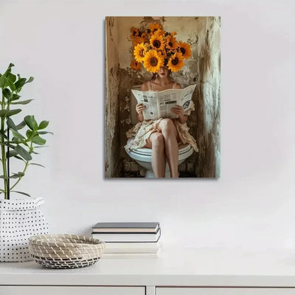 Beautiful Sunflower Theme Contemporary Painting  40x60cm Metal Print Ready to Hang - Bella Home Decor