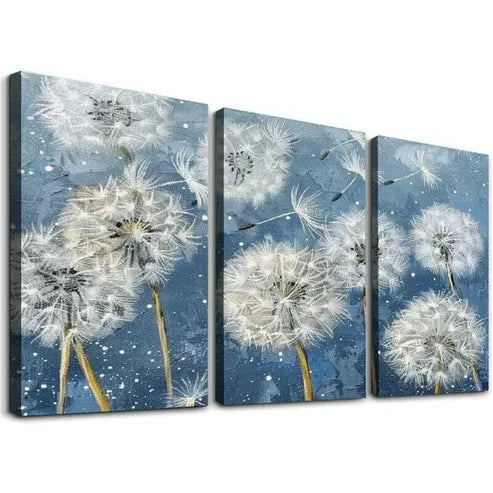 3pcs Classic Dandelion Botanical Print Wall Art Set Canvas Unframed - High Quality Print 100% Australian Made Wall Canvas - Bella Home Decor