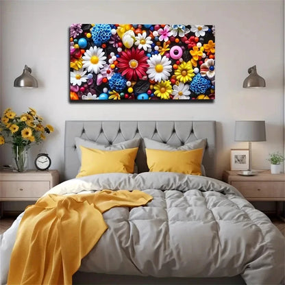 Various Colored Flowers Wall Art Canvas Office Home Room Framed 120x60cm