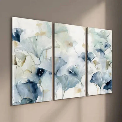 3pcs Modern Indigo Blue & White Botanical Wall Art Set Canvas Unframed - High Quality Print 100% Australian Made Wall Canvas