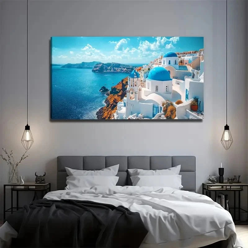 Aegean Sea Scenery Decor Wall Art Canvas Office Home Room Framed 120x60cm