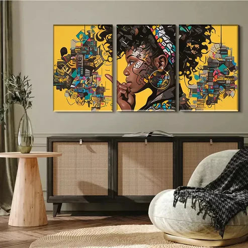 3pcs Urban - Inspired Portrait Triptych Wall Art Set Wall Art Canvas Unframed - High Quality Print 100% Australian Made Wall Canvas