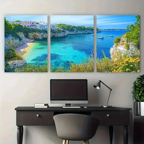 3pcs Balearic Islands Décor Menorca Wall Art Canvas Unframed - High Quality Print 100% Australian Made Wall Canvas - Bella Home Decor
