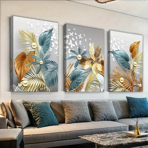 3pcs Luxury Butterfly Wall Art Set Canvas Unframed - High Quality Print 100% Australian Made Wall Canvas