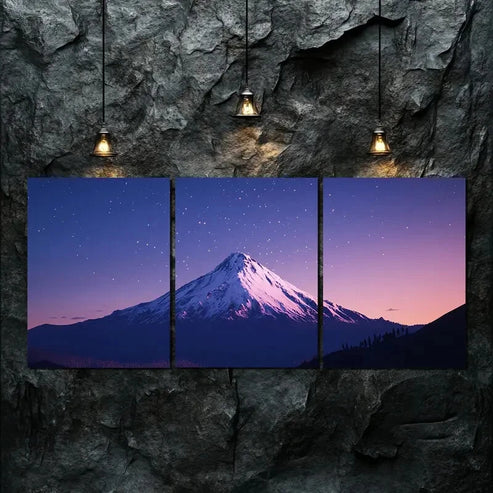 3pcs White Snow Mountain Purple Darkness Perfect Wall Art Set Canvas Unframed - High Quality Print 100% Australian Made Wall Canvas