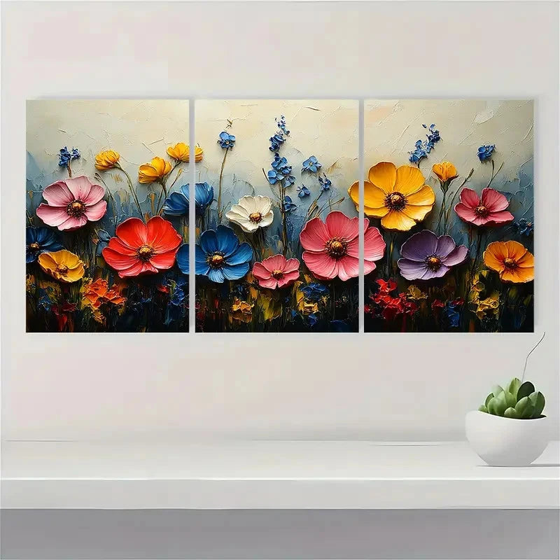3pcs Field Art Prints Horizontal  FB    Wall Art Set Canvas Framed 50x70cm - High Quality Print 100% Australian Made Wall Canvas Ready to Hang