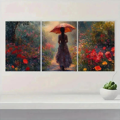 3pcs Morning Stroll Gardens Giverny Fine Perfect Wall Art Set Canvas Framed 60x90cm - High Quality Print 100% Australian Made Wall Canvas Ready to Hang