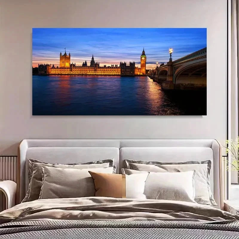 London Big Ben Sunset Décor Wall Art Canvas Office Home Room Framed 120x60cm - Bella Home Decor