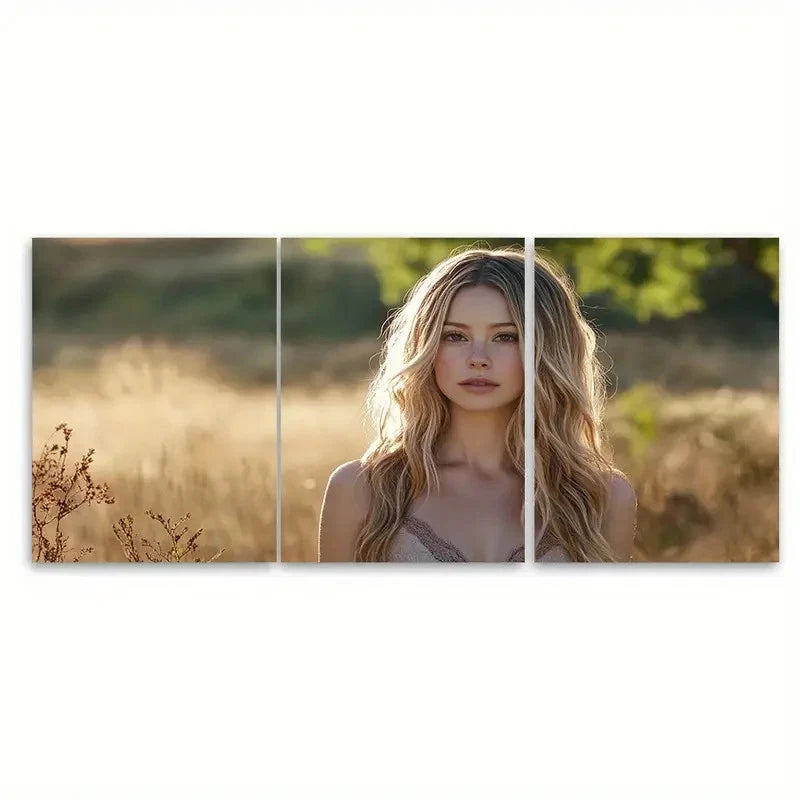 3pcs Blonde hair Girl b  Wall Art Set Canvas Framed 60x90cm - High Quality Print 100% Australian Made Wall Canvas Ready to Hang - Bella Home Decor
