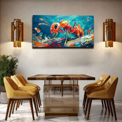 Vibrant Red Ant Wall Art Canvas Office Home Room Framed 120x60cm