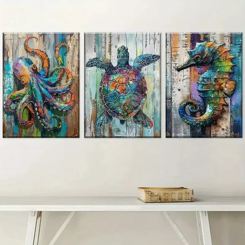 3pcs Classic Modern Abstract Ocean Art Set Canvas Unframed - High Quality Print 100% Australian Made Wall Canvas