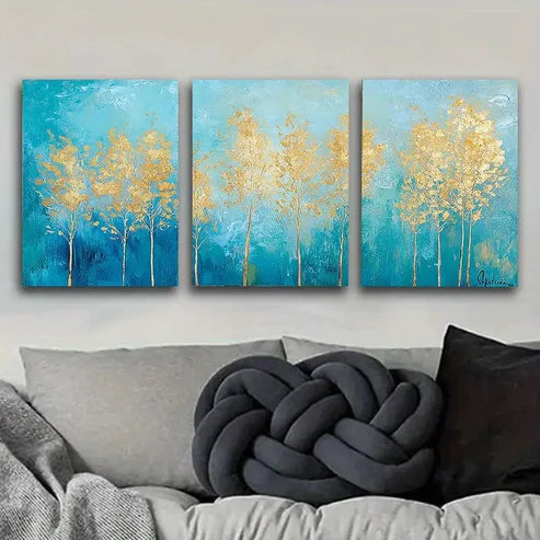 3pcs White Birch Forests Wall Art Set Canvas Unframed - High Quality Print 100% Australian Made Wall Canvas - Bella Home Decor