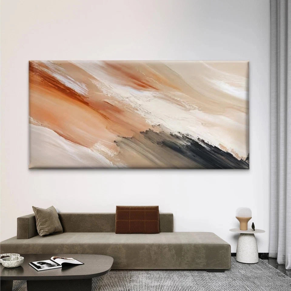Abstract Earthy Tones Wall Art Canvas Office Home Room Framed 120x60cm - Bella Home Decor